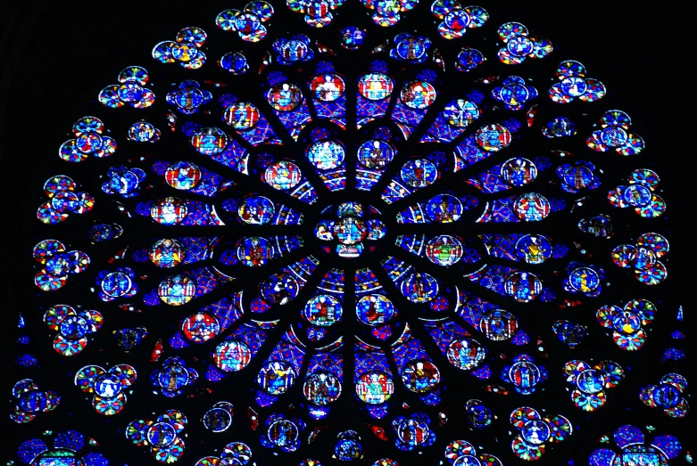 a large multicolored cathedral type window