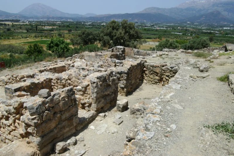 ruins on the side of a dirt road