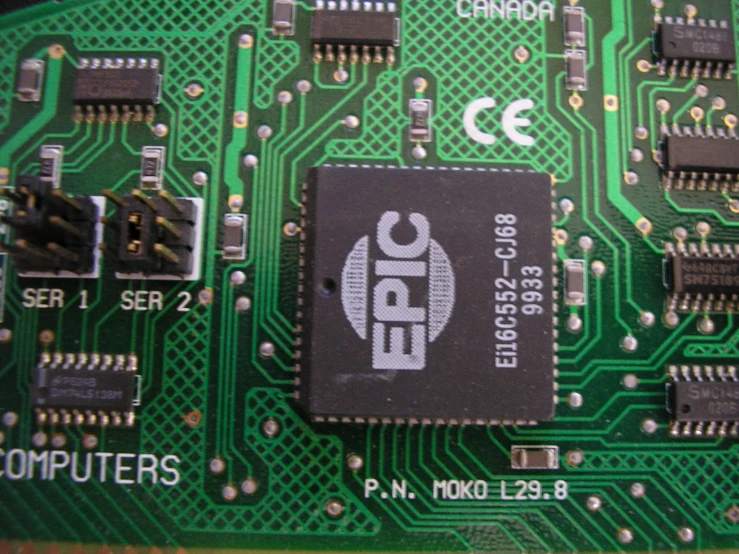 the cpu board of an electronic device with icic on it