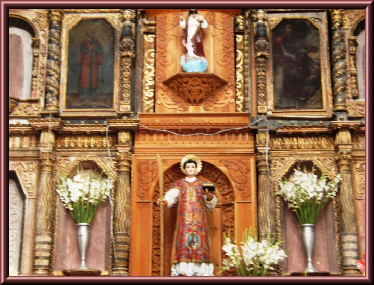 this is a woman standing in front of a shrine