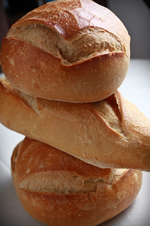 a close up of a stack of bread