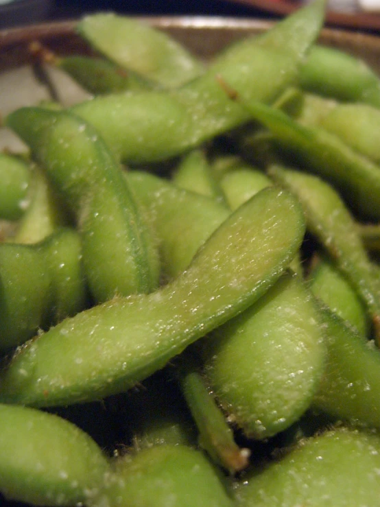 the green beans are almost ready to be steamed