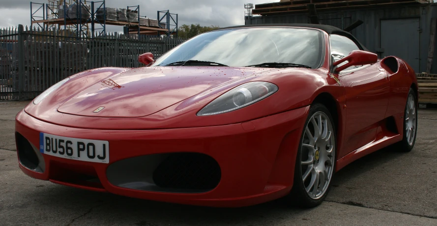 a close up of a car on a parking lot