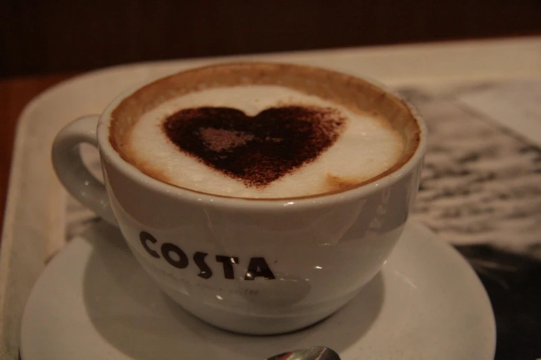 this is a cappuccino on top of the saucer