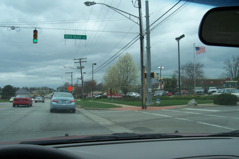 a picture taken from a passenger's seat in a car