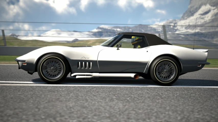 the front view of an old model corvette