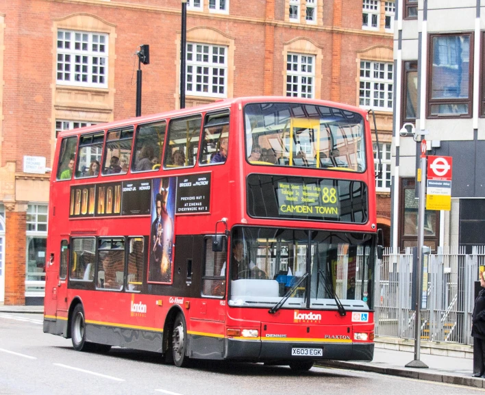 a double decker bus on a city street