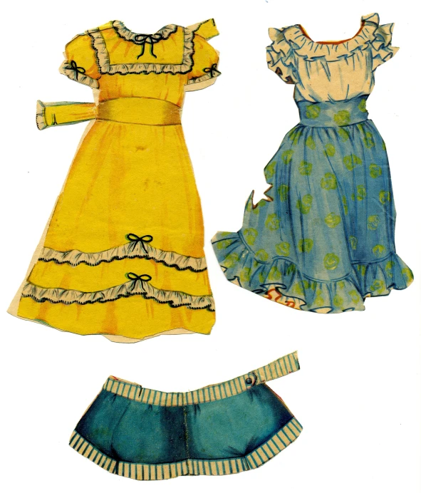 the pattern has three small dolls in different styles and colors