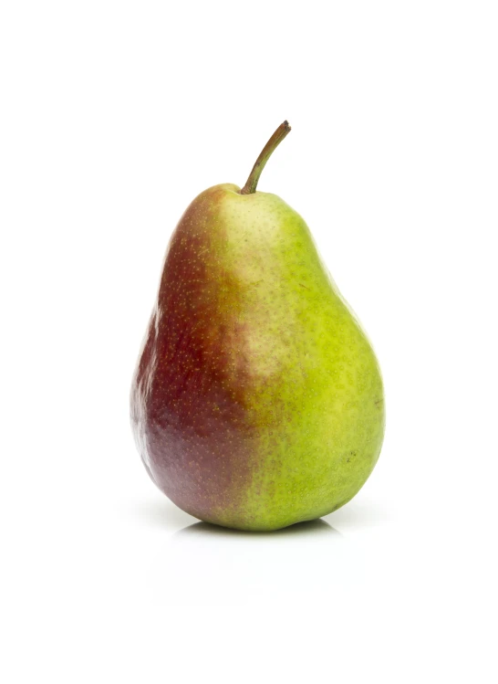 a pear sitting in front of a white background