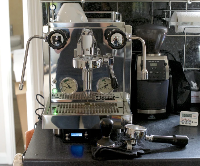 a coffee machine sitting on top of a counter