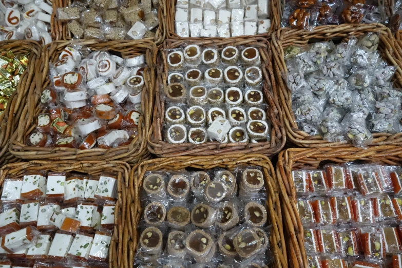 a display in a grocery store filled with assorted items