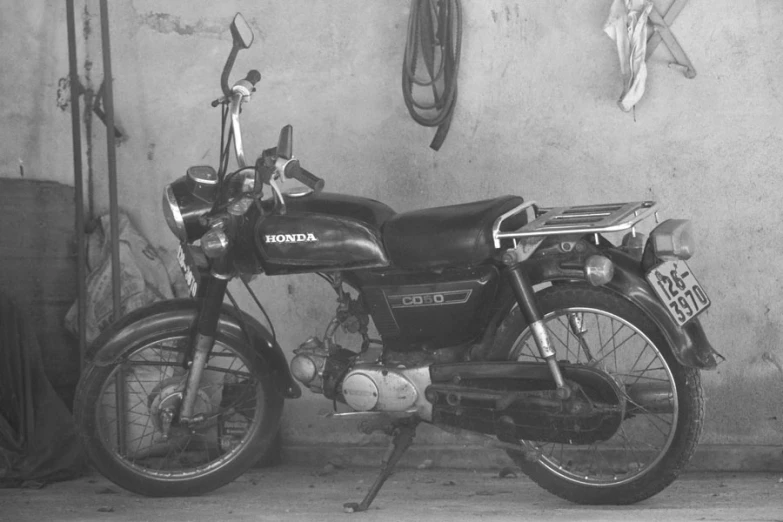 there is an old picture of a motorcycle