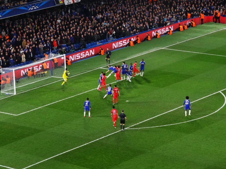 a soccer match in which teams play on the field