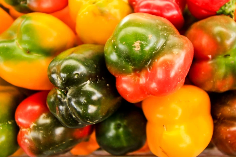 a closeup po of peppers on display