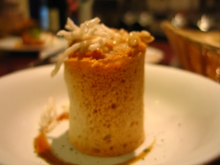 a dessert sitting on top of a white plate