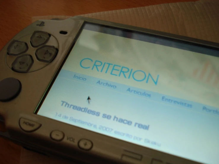 an old nintendo wii game system with the name criterion displayed on it