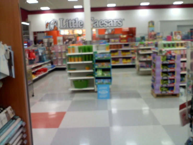 an empty toy store with various products on display