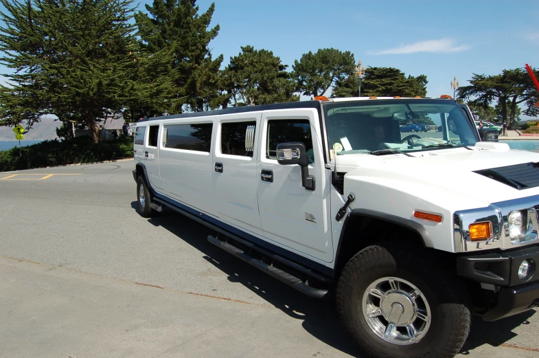 the hummer limo is white with black accents