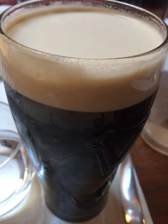a close up view of a drink in a glass