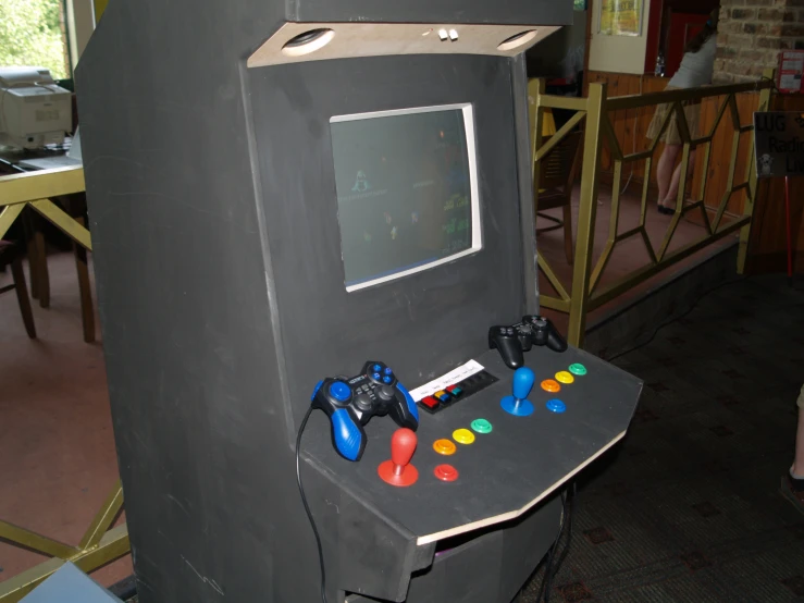 an old fashioned video game is set up as a museum