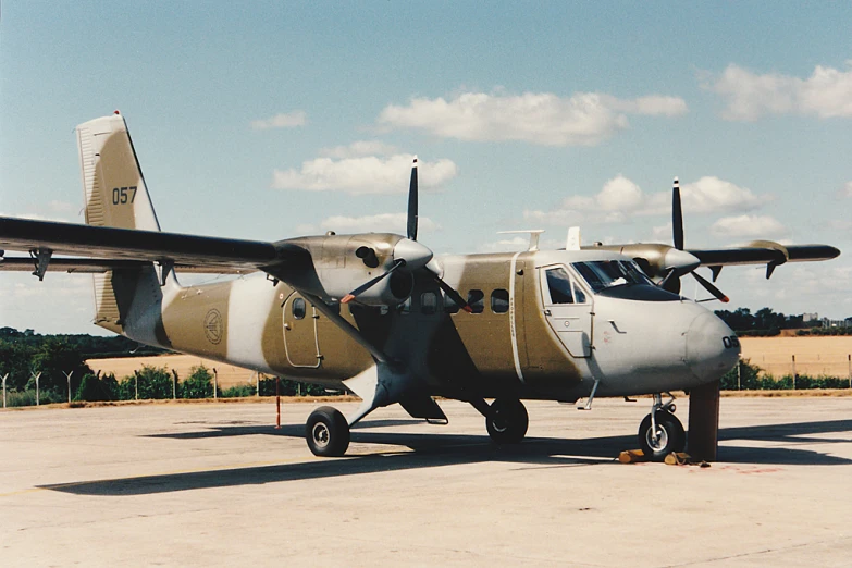 the small prop plane has two propellers on the side