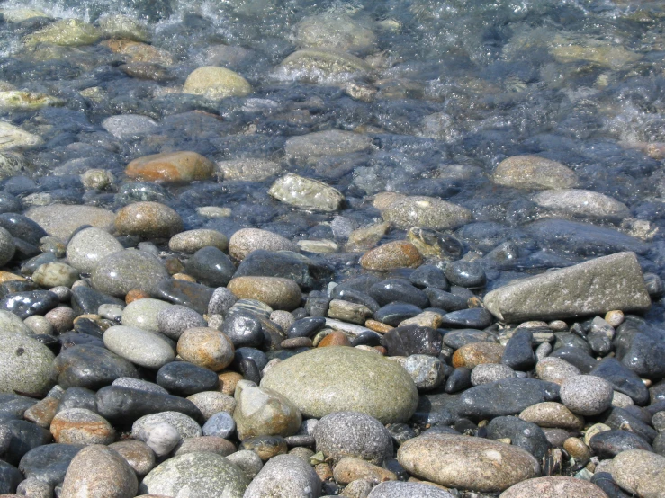 rock and gravel under water, with bubbles