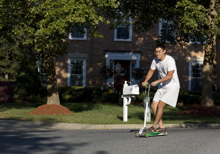 a person riding on a skateboard on a street