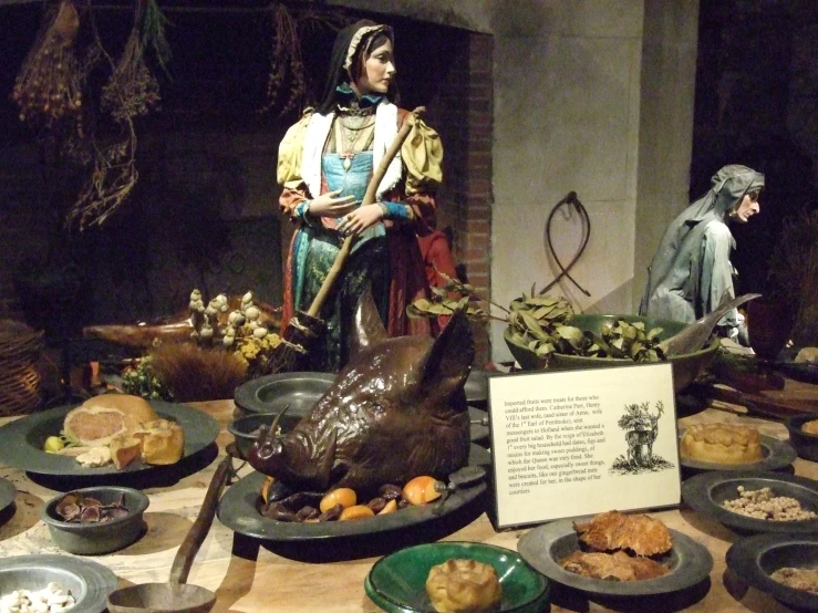 an assortment of food items sitting on a table