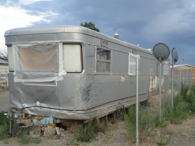 the trailer has tarps covering it from sun