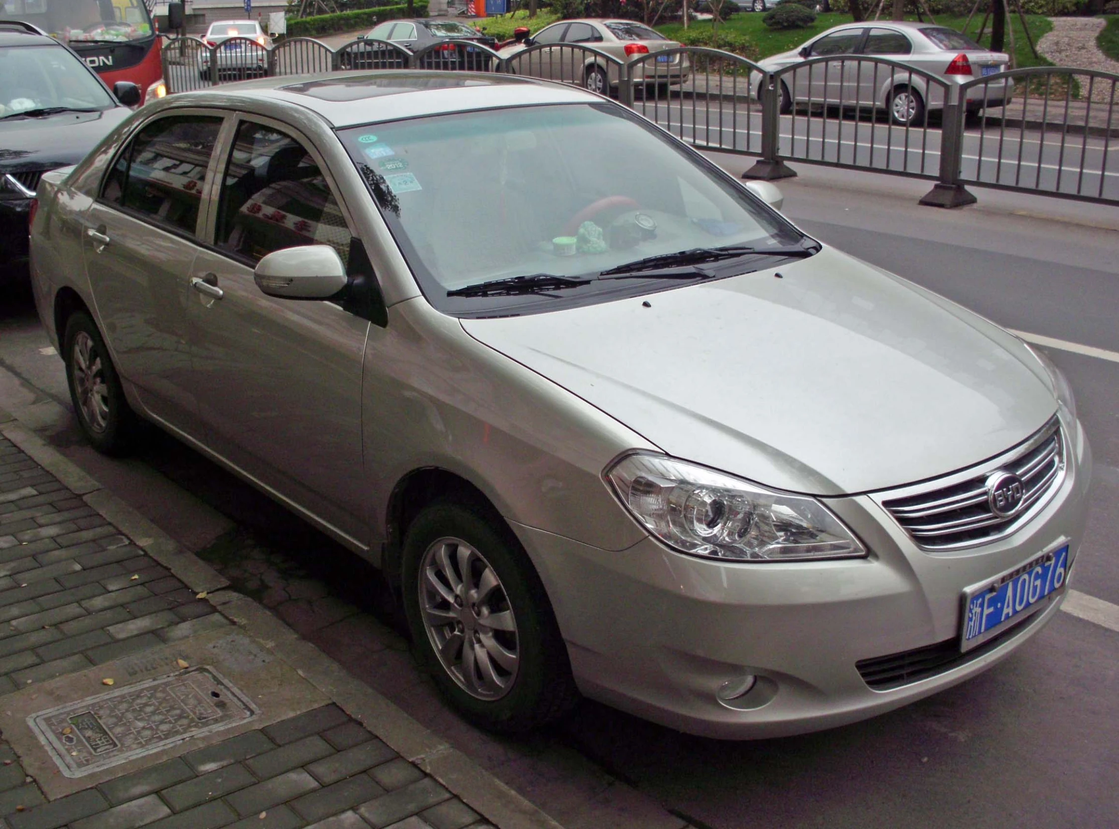 a parked car with the license tag on it