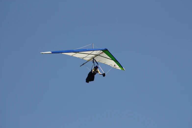 the white and blue kite has two wings attached