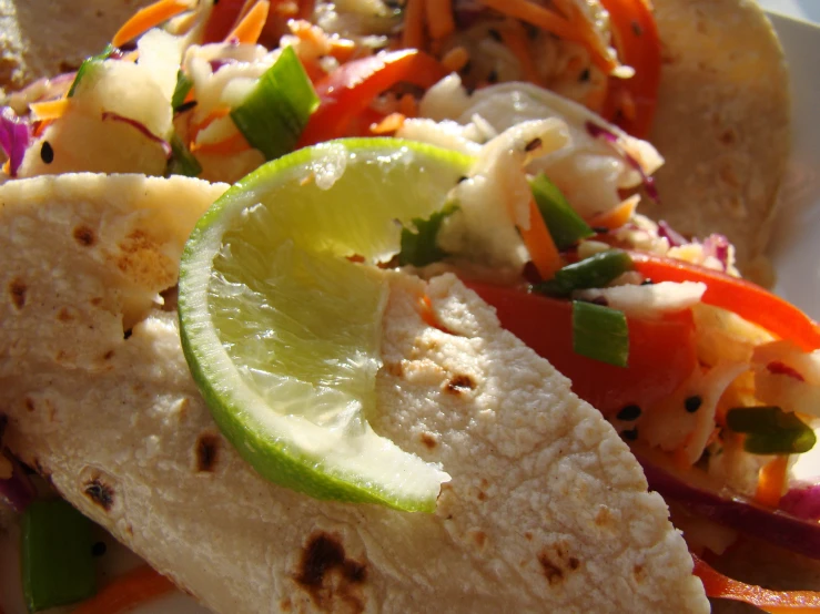 close up view of some tacos on a plate