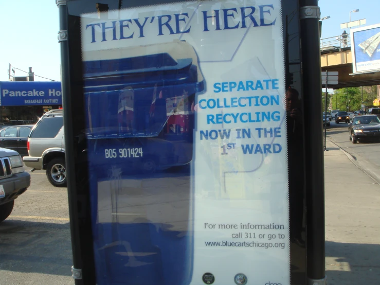 advertit for separate collection recycling station in a parking lot