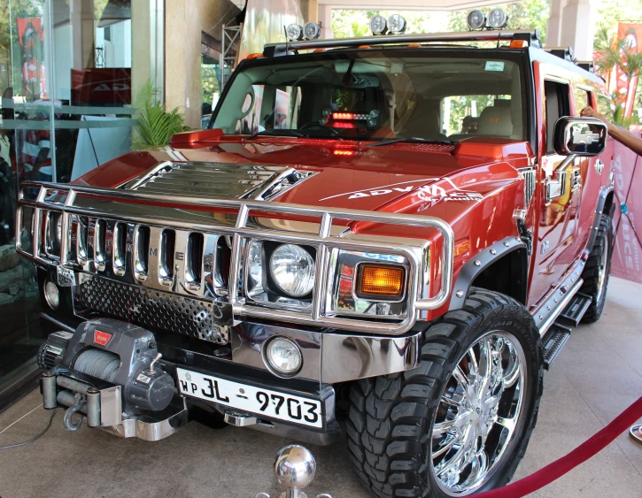 an suv is on display at the museum