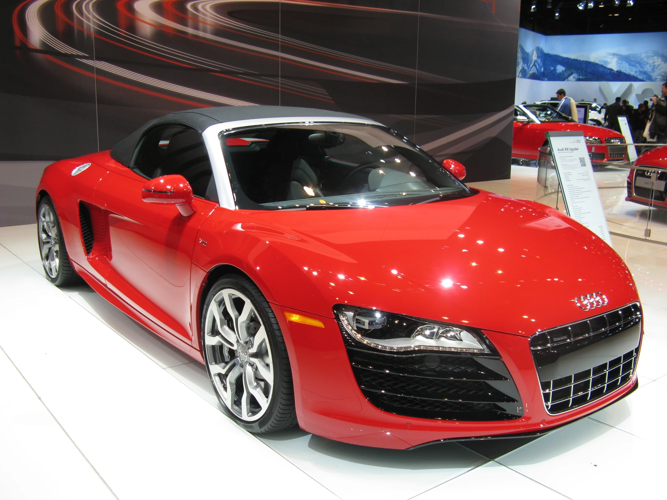 the audi r8 concept car is on display at the geneva motor show