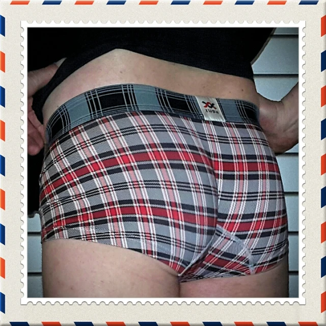 this is a man's underwear in a postcard style pattern