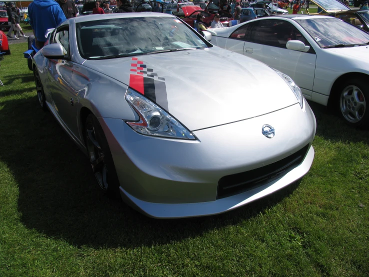 cars on display at an automobile show