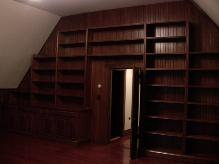 open bookcases in a spacious home liry