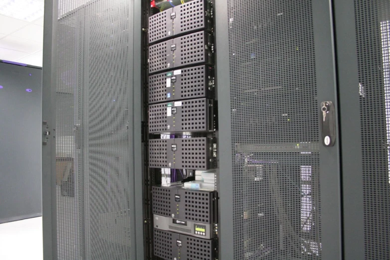 an electronic server in a large room