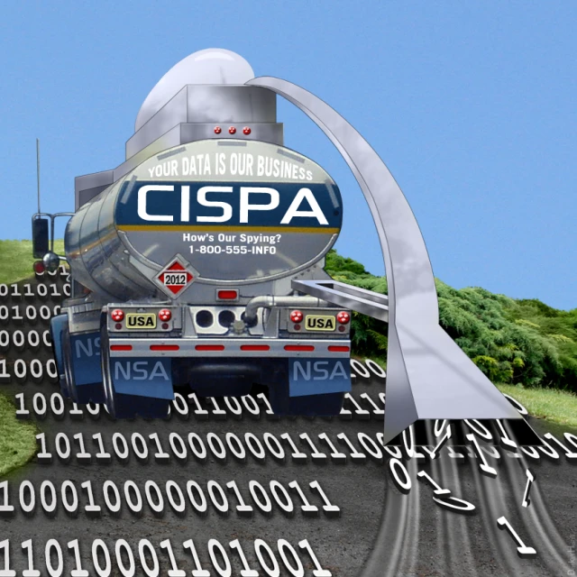large sign featuring the words cispa and it's own truck