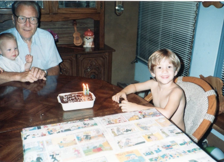 the  is having a birthday party with his father