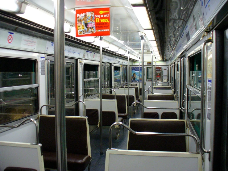 this is the inside of a train with the seats in place