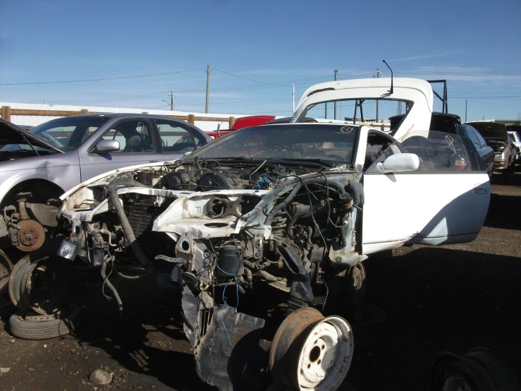 a car that has been partially crashed into another car