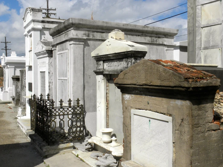 this is an old cemetery with a fence in front