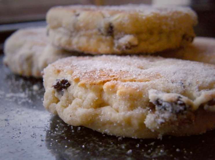 closeup of cookies that have been frozen and are stacked on top of each other