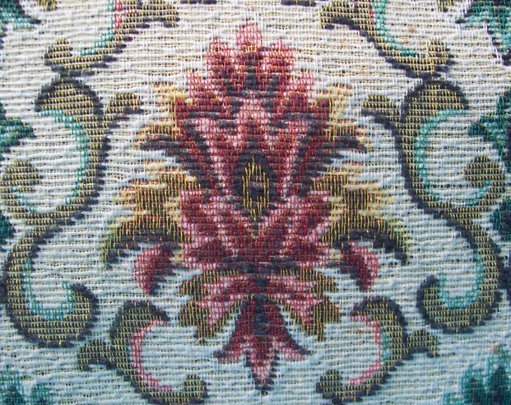 a close up view of the fabric with patterns on it