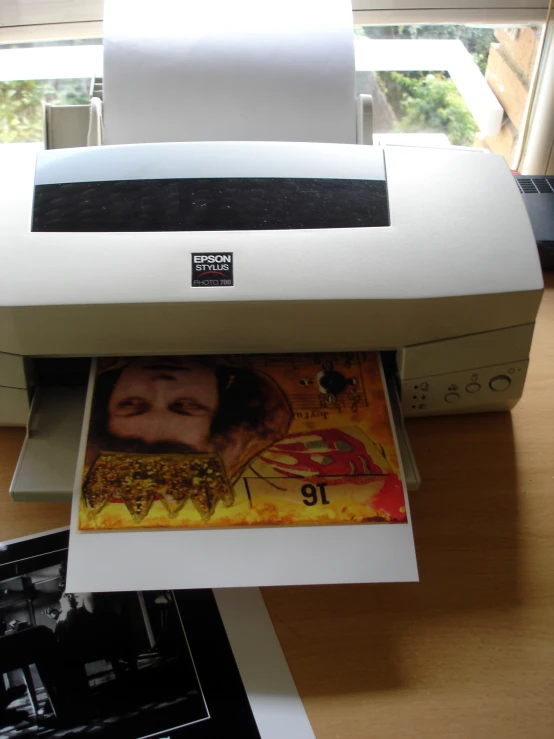 a woman taking pictures from an epson printer