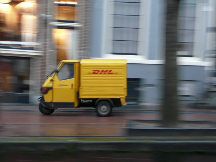 an image of a truck that is moving quickly