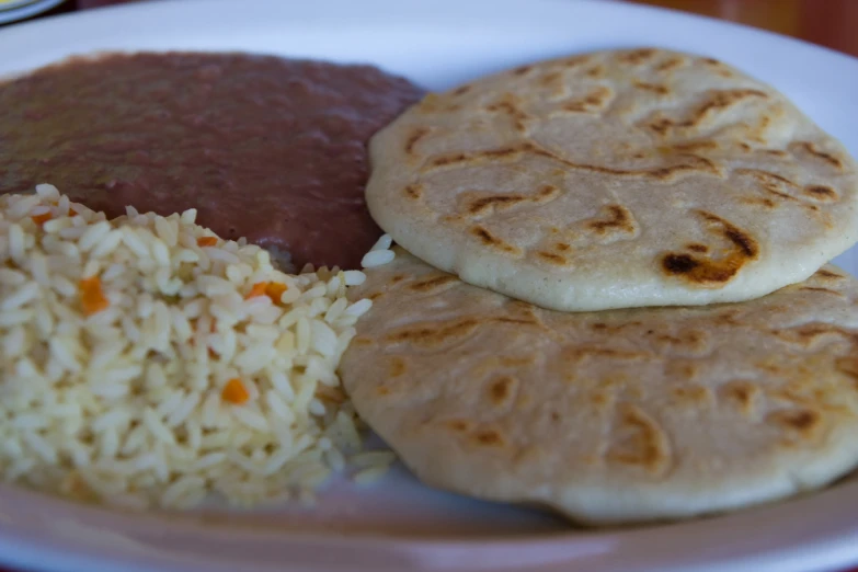 a plate has different foods in it on it