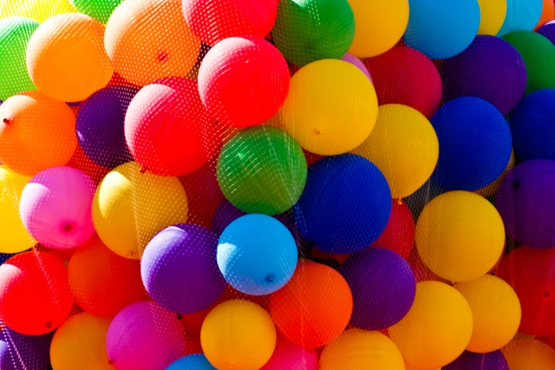 a close up view of many balloons